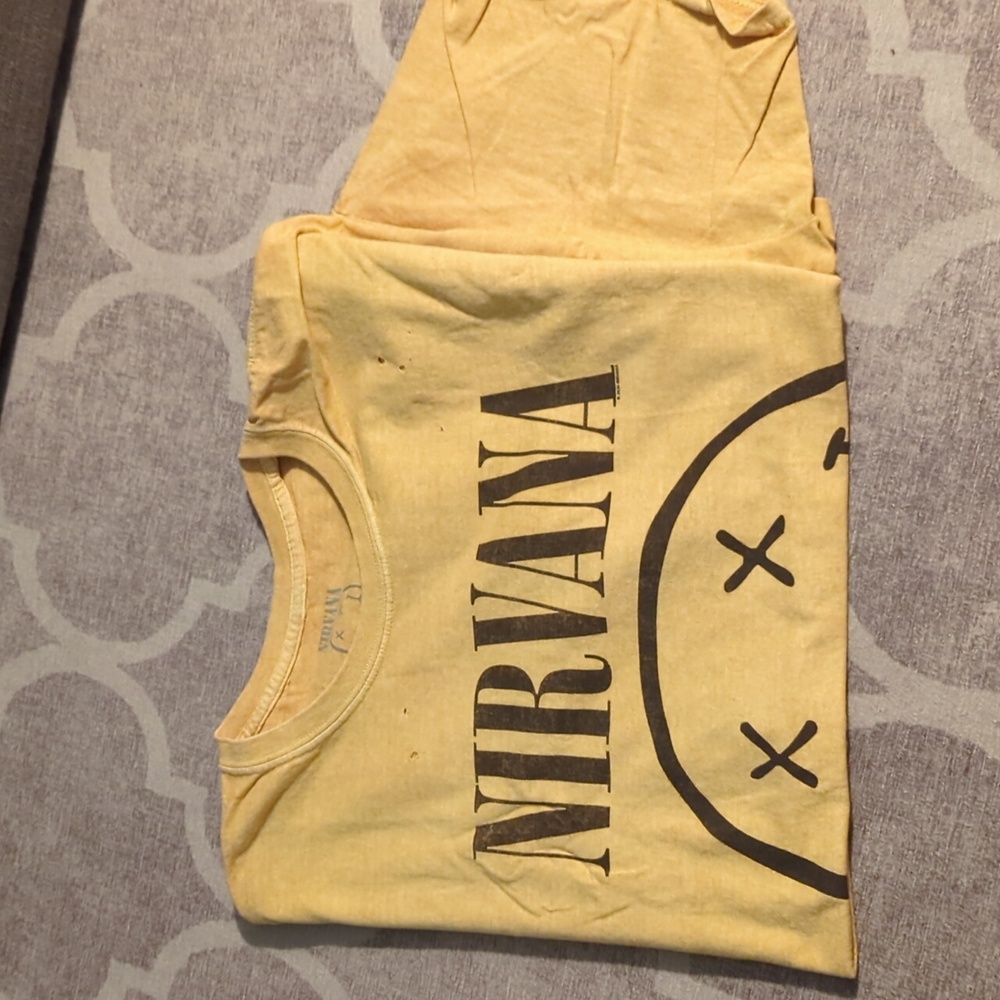 Nirvana Band TShirt Mustard Yellow One Size